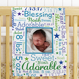 Personalized Photo Word-Art Fleece Blanket for Baby | Personalized Baby Blanket